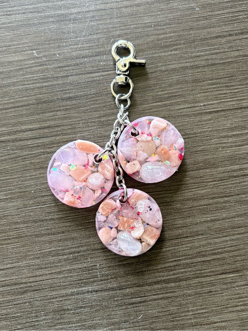 Moonbow Handcrafted Charm ft. Rose Quartz, Pink Opal + Peach Moonstone - Picture 3 of 9